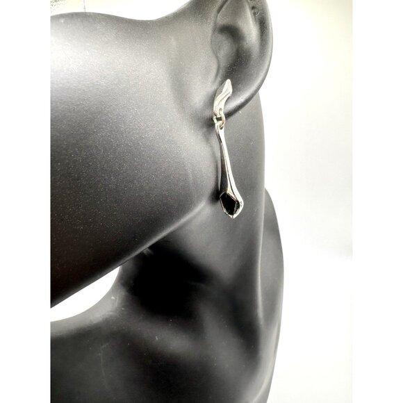 Robert Lee Morris RLM SoHo Silver Tone Drop Earrings Blue Stone - Picture 2 of 5